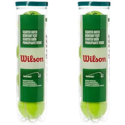Wilson WRT137400 Palline da Tennis Starter Play Green, Tubo con 4 Palline, per Bambini e Ragazzi, Giallo (Confezione da 2)