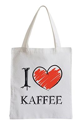 Pixxprint I Love Coffee Fun Jute tas sporttas, wit