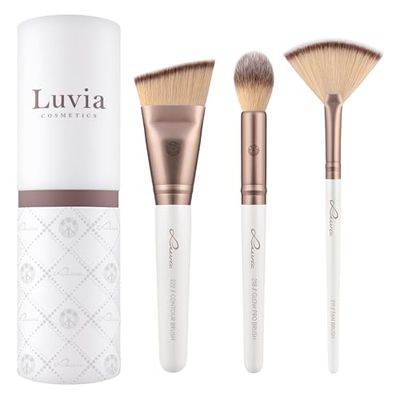 Set di pennelli per il trucco Luvia, Highlight & Contour Set, Set di pennelli per il viso, 3 pennelli cosmetici vegani, Pennelli per il make-up per sfumare, modellare e contornare