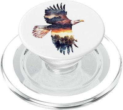 Águila acuarela bosque pinos PopSockets PopGrip para MagSafe