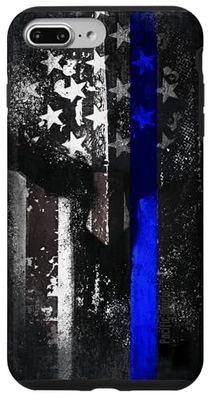 Thin Blue Line Spartan Helmet Distressed Flag Case Case for iPhone 7 Plus/8 Plus