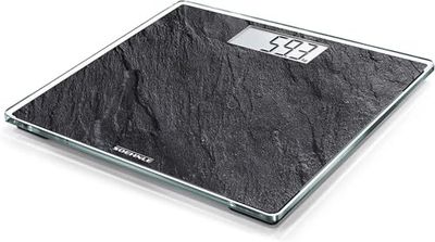 Soehnle Style Sense Compact 300 Slate, Balance pèse personne avec large écran LCD, balance électronique supportant jusqu’à 180 kg, Balance digitale design extra plat de 2 cm, grande stabilité