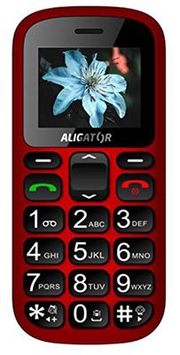 ALIGATOR Telefon komórkowy dla seniorów AZA321RB z kolorowym wyświetlaczem 1,8", przyciskiem SOS i lokalizacją, kolor czerwono-czarny