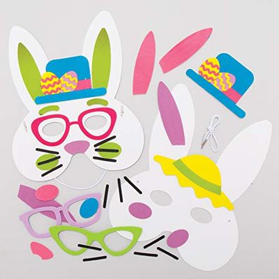 Baker Ross Easter Bunny Masks - Pack of 4, Easter Crafts for Kids (AX769)