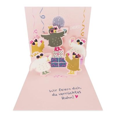 Grafik-Werkstatt Mini cartolina pop up | tridimensionale | compleanno | pollo pazzo