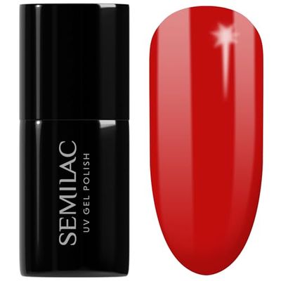 SEMILAC Gel Nail Polish 063 Legendary Red - Full Coverage Gel Polish - Soak Off Easy To Use LED/UV Nail Lamp - Long Lasting Manicure and Pedicure up to 3 weeks