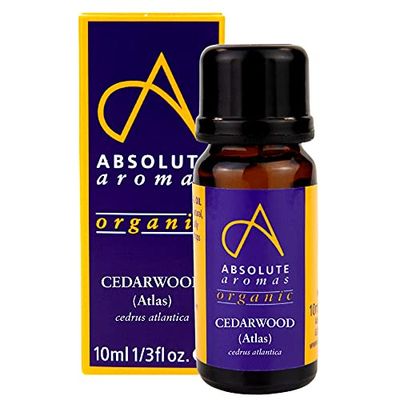 Absolute Aromas Huile Essentielle de Cèdre de l'Atlas 10 ml - Pure, Naturelle, Non Diluée, Sans Cruauté et Végétalienne - Pour l'Aromathérapie, les Diffuseurs et les Recettes de Beauté DIY