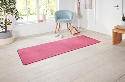 HANSE Home Tapis de Couloir à Poils Courts Doux (80 x 300 cm, 100% polypropylène, Facile d'entretien, Compatible avec Chauffage au Sol), Rose uni, 80 x 300 cm