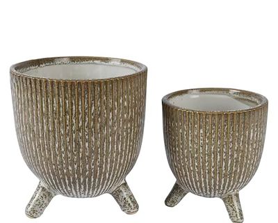 Decoris Pot de Fleurs en grès Vert - 14,5 cm de diamètre, 16 cm de Hauteur, Taille Unique