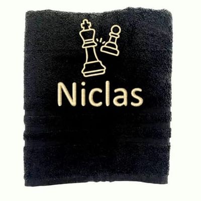 Asciugamano personalizzato con nome Nome sportivo splendidamente ricamato Asciugamano da bagno Asciugamano in cotone 100% personalizzato con nome (100 x 50 cm, Scacchi)