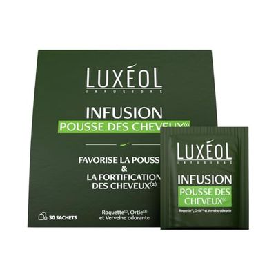Luxéol - Infuso Crescita Dei Capelli(1) - Spinta(1) & Fortificazione(2) - Formula 100% Naturale - Rucola, Ortica, Verbena profumata - Programma Capelli 1 Mese - 30 Bustine