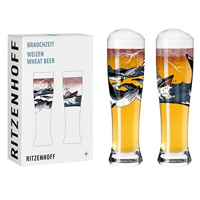 RITZENHOFF 3481006 - Set di 2 bicchieri da birra a grano, 500 ml, set da 2 pezzi, con stampa digitale multicolore