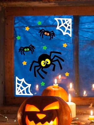 FIESTAS GUIRCA | Decorazione Gel Ragni (20x25 cm) - Addobbo per Parete, Porta e Finestra - Ideale per Halloween e Feste di Terrore - Decorazione di Ragni per Celebrazioni - Multicolore