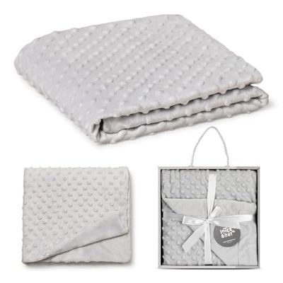 Interbaby - Manta bebé recém-nascido | manta de bebé 100% poliéster, veludo, macio, confortável, quente, manta de meses bebé 80 x 110 cm, unissexo, para berços, carrinhos | cinzento