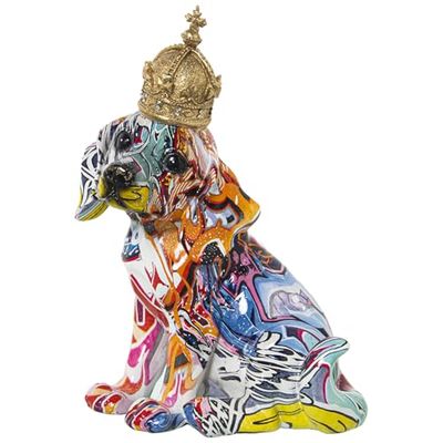 FIGURA RESINA PERRO CORONADO GRAFITI 18X14X25CM