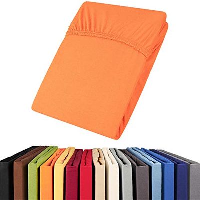 aqua-textil Viana spännlakan 90 x 200 – 100 x 200 cm orange spännlakan bomull