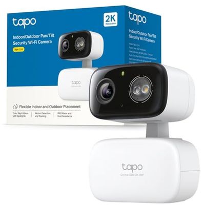 Tapo C216 2K 3MP Indoor&Outdoor Smart Home Security Camera, Color Night Vision with Spotlights, AI detection Security Camera Outdoor Wireless, 360º Pan&Tilt View, IP65 Weatherproof, Compact Design