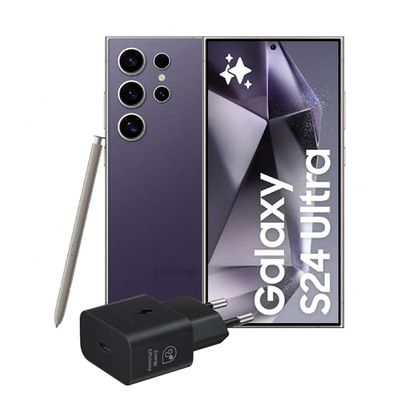 Samsung Galaxy S24 Ultra Smartphone AI, Caricatore incluso, Display 6.8'' QHD+ Dynamic AMOLED 2X, Fotocamera 200MP, RAM 12GB, 256GB, 5.000 mAh, Titanium Violet [Versione italiana]