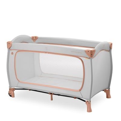 Hauck Sleep N Play Go Plus Cuna de Viaje Bebe con Ruedas, Parque Infantil Bebe desde el Nacimiento, Cuna Bebe Viaje con Bolsa de Transporte, Parque Bebe Plegable con Apertura XL - Dusty Cork