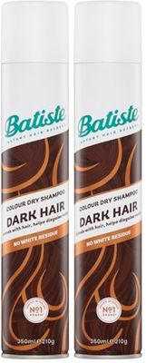 Batiste Dry Shampoo in Divine Dark with a Hint of Colour 350ml, Designed for Brunettes, No Rinse Spray to Refresh Hair in Between Washes, No White Residue for Dark Hair (Pack of 2)