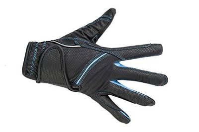 HKM Fashion Guantes de equitación, Unisex Adulto, Negro/Azul Claro, M