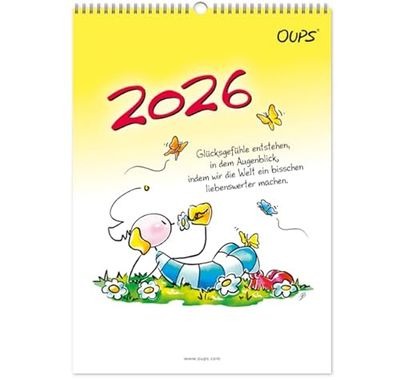Oups Wandkalender 2026: Glücksgefühle entstehen, indem Augenblick, indem wir die Welt ein bisschen liebenswerter machen.