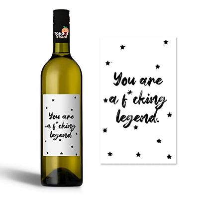 Funny Wine Label - You're A F*cking Legend - Thank You Wine Bottle - Friend - Grateful - Personalised Wine Bottle - Thankyou WBL54