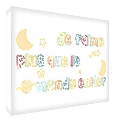 Feel Good Art Je T'Aime Plus que le Monde Entier Toile sur Cadre Mural Multicolore 91 x 60 cm