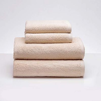 Sancarlos - Ocean, set di 2 asciugamani da lavabo + 2 asciugamani da doccia, colore beige, dimensioni 50 x 100 cm, 70 x 140 cm