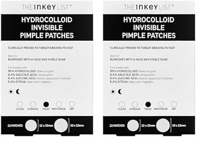 The INKEY list Hydrocolloid Invisible Pimple Patches, Spot Patches Contains Salicylic Acid, Day/Night Anti Acne Patches, Vegan & Cruelty Free, Suitable For All Skin Types (Pack of 2)