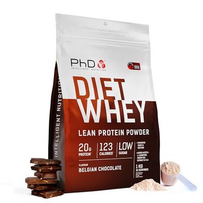 PhD Nutrition Diet Whey Lean Protein Powder | Belgian Chocolate Whey Protein Powder | 1kg Bag