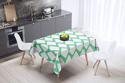 Bonamaison Kitchen Decoration, Tablecloth, Petrol Green, White, 140 x 140 Cm - Designed and Manufactured in Turkey