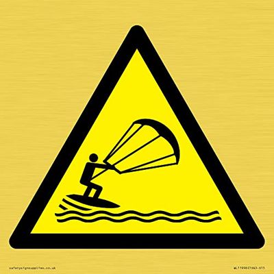 W062 Waarschuwing: Kitesurfen Teken - 150x150mm - S15