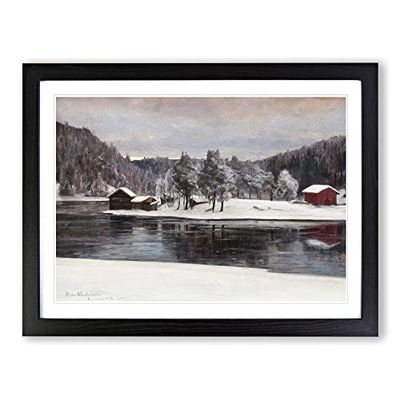 Victor Westerholm Winter Landscape 3 Classic Painting Framed Wall Art Print, Ready to Hang Picture for Living Room Bedroom Home Office Décor, Black A3 (46 x 34 cm)