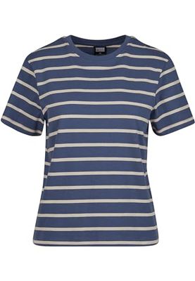 Urban Classics T-shirt för kvinnor, randig boxy tee, whitesand/vintageblå S, Whitesand/vintage blå, S