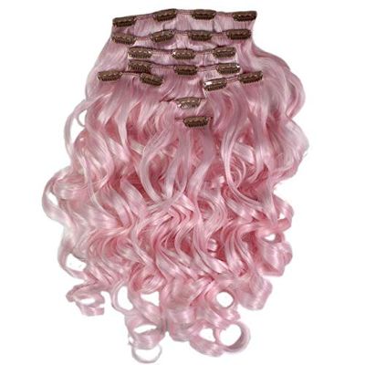 Hair2Heart Extension à Clipser Bouclées Synthétiques 101 Bubblegum 60 cm 8 Pièces