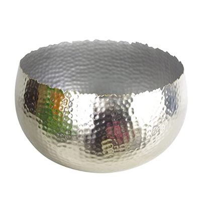 Leaf Stor rak kant hamrad metallplanterare reflekterande, silver, 32 cm kurva