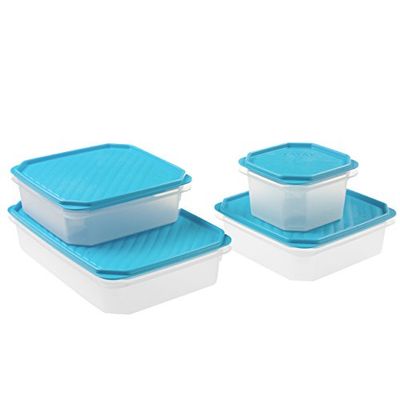 Tatay Lote de 4 recipientes para alimentos, de diferentes tamanhos, com tampa flexível, fabricados em plástico livre de BpA