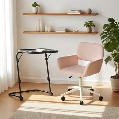 MEUBLE Cosy Juego de Escritorio con Silla de Oficina para niños, Mesa Plegable y Silla Regulable en Altura para Oficina en casa, Color Rosa + Negro