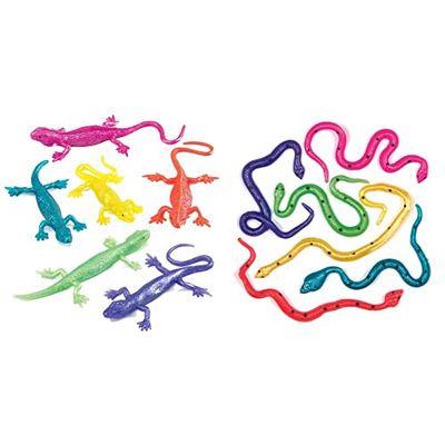 Baker Ross P515 Stretchy Lizards (Pack of 8) & AG671 Stretchy Snakes (Pack of 8)