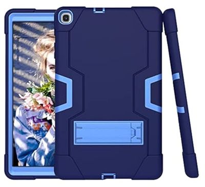 Samsung Tab A8 10.5 x 200/x205 (2021) Case with Kickstand, Durable Heavy Shock Socket Hybrid Three Layer Protective Cover (Navy Blue + Blue
