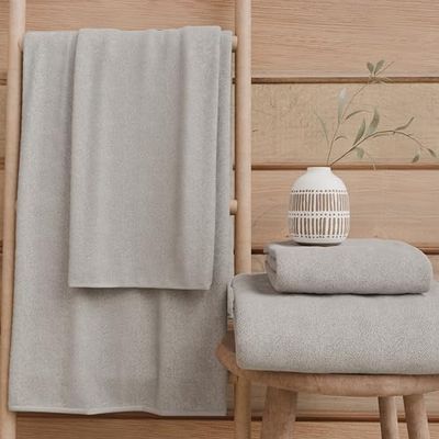 PETTI Artigiani Italiani - Serviettes de Bain 100% éponge de Coton, Set de Serviettes 3+3, 6 pièces 3 Serviettes Visage et 3 Serviettes Mains, Serviettes Gris Clair