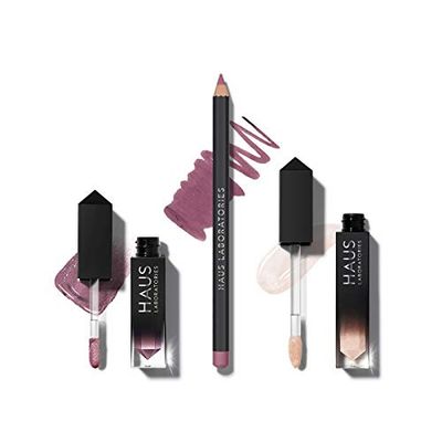 HAUS LABORATORIES By Lady Gaga: HAUS OF COLLECTIONS | Makeup Kit with Bag, Liquid Eyeshadow, Lip Liner Pencil, and Lip Gloss Available in 9 Sets, Vegan & Cruelty-Free | 3-Piece Value Set