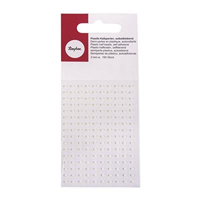 Rayher 1511702 Demi-perles en plastique autocollantes, Ø 3 mm, sous blister 120