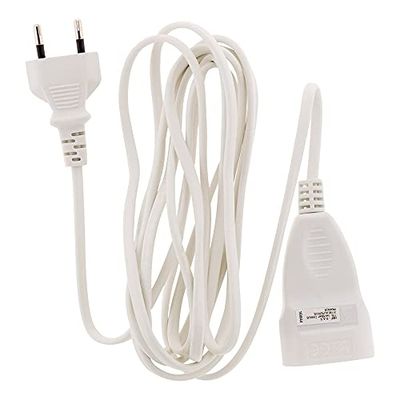 Zenitech - Extensão elétrica 6A - Cabo HO3VVH2F 2 x 0,75 mm² - com tomada sem terra - segurança infantil- ideal para aparelhos domésticos, em conformidade com as normas NF e CE - branco - comprimento