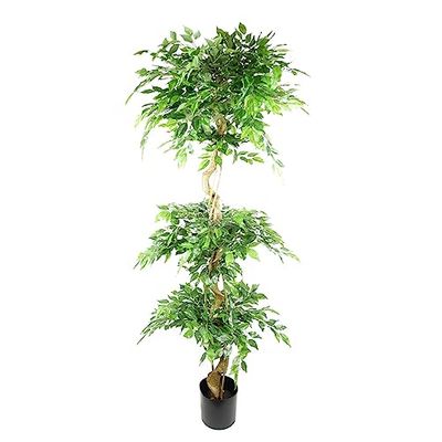 Löv realistisk konstgjord japansk fikus träd, 180 cm trippel boll Fruticosa