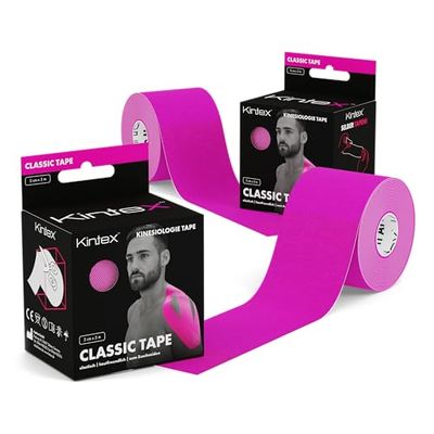 Kintex | Nastro Kinesiologico Classico | 5cm x 5m | Delicato sulla Pelle, Impermeabile e Traspirante | Tape Elastico Professionale per Sport e Fisioterapia | 2 Rotoli (Rosa)