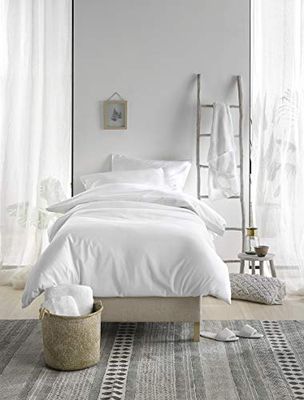 De Witte Lietaer Olivia sängkläder, satin, bomull, kammad, vit/vit, 140 x 200 cm + 1 örngott