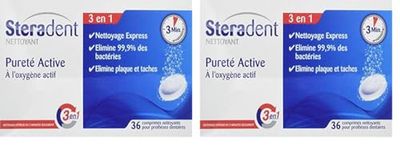 Steradent Nettoyant Pureté Active - 36 comprimés (Lot de 2)