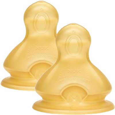 Tetinas de látex First Choice+ NUK | Talla L (orificio grande = alimentos espesos) | Tetina con válvula anticólicos | 2 unidades